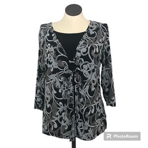 JM Collection 3/4 Sleeve Boat Neck Shirt Women’s Size L Multicolor Pullover .